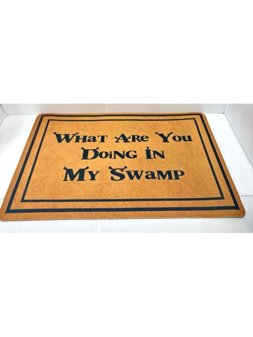 “What Are You Doing In My Swamp?” Doormat – 23"x16" Funny Welcome Mat, New
